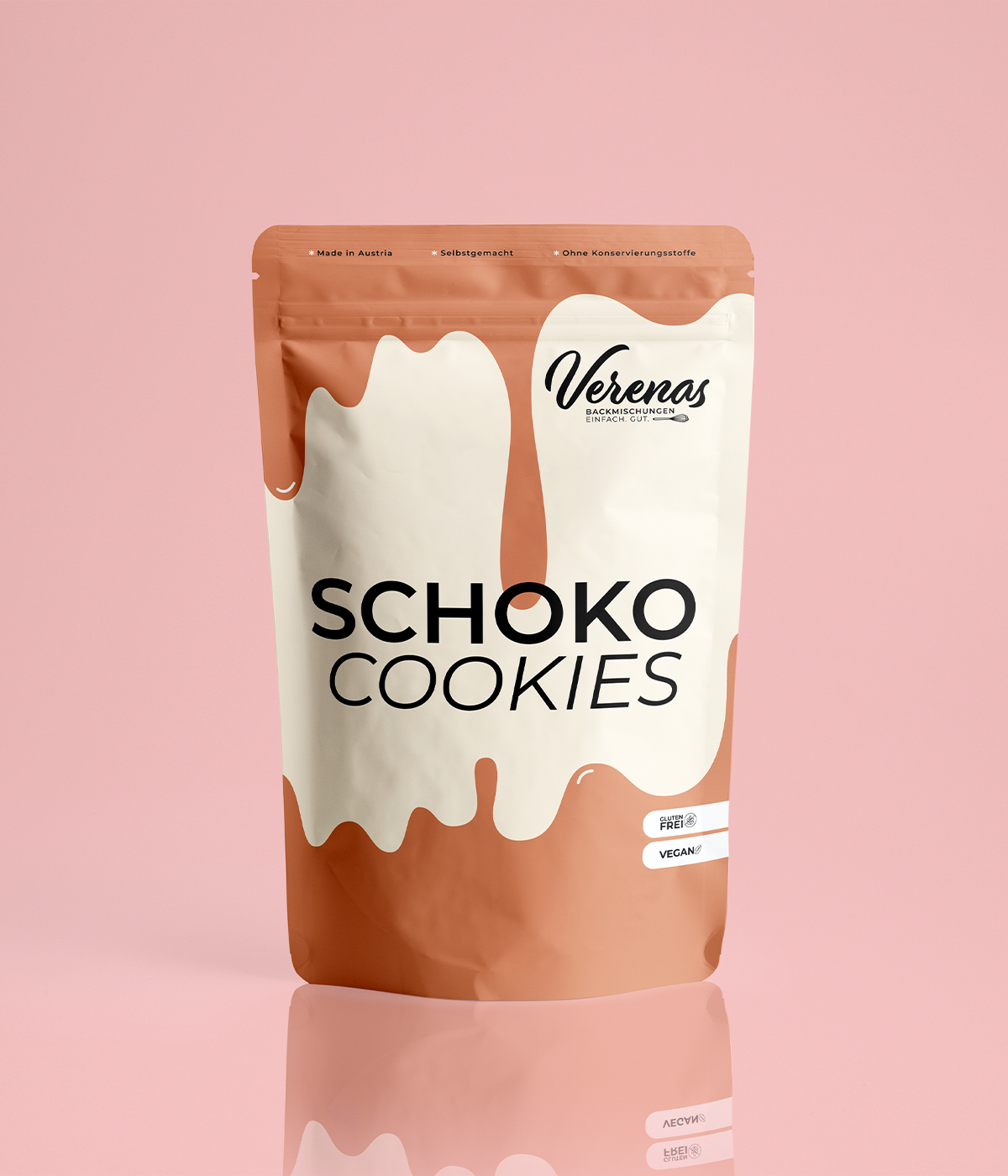 Packung vegane und glutenfreie Schokocookies-Backmischung von Verenas