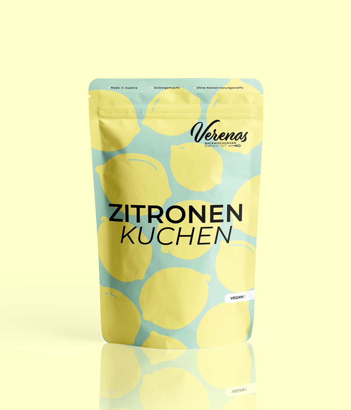 Packung vegane Zitronenkuchen-Backmischung von Verenas
